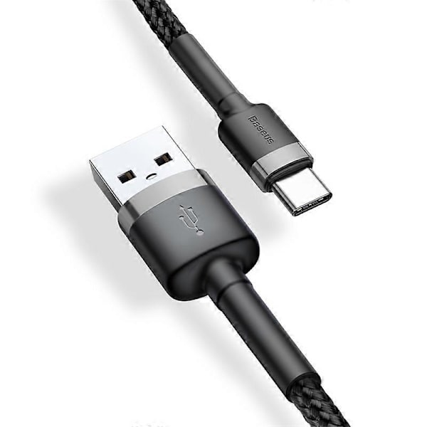 BASEUS Cafule -sarja 2m 2A Type-C -datakaapeli, nailonpunottu latausjohto - harmaa/musta