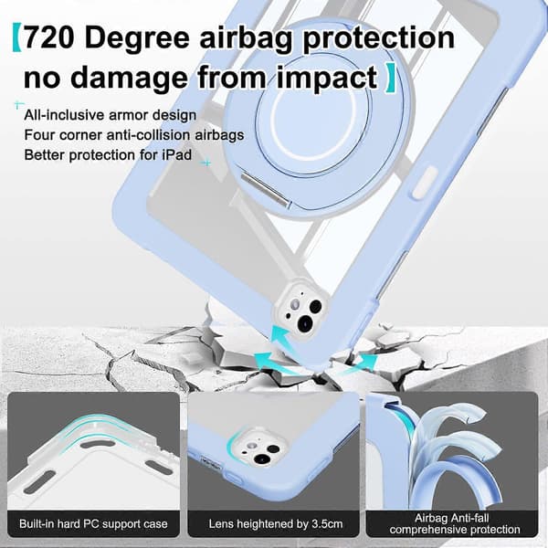 Fodral för iPad Pro 11 (2024) PC+Silikon Anti-Drop Tablet Cover med Vridbart Ställ