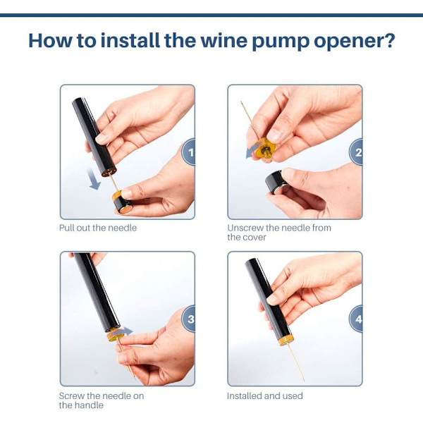 Luftpumpflasköppnare, vinöppnare rödvinspump enkel korkskruv flasköppnare, bra present till vinälskare