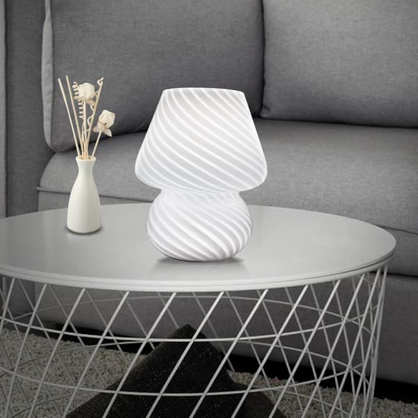 Sopp Bordlampe, Soverom Glass Nattlys, Sengelampe (Hvit)
