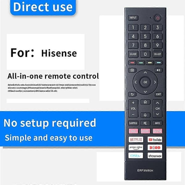 Typ A ERF3M80H Fjärrkontroll för Hisense TV Ersättning ABS Handhållen Kontroll