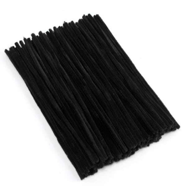 100 stycken piprensare, Chenilletråd 6mm x 30cm, Piprensare för hantverk DIY-projekt Chenilletråd Black