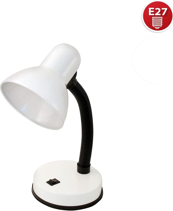 TL1201-B Klemmelampe, Base til E27 Pære, Fleksibel Arm, med Kabel og Afbryder