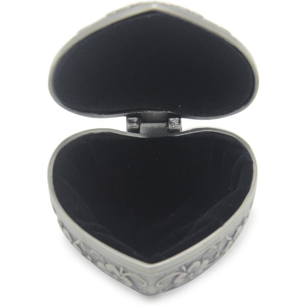 Klassisk vintage antik hjärtform smyckeskrin Ring liten prydnadssak Smycken förvaringsorganisatorkista, silver