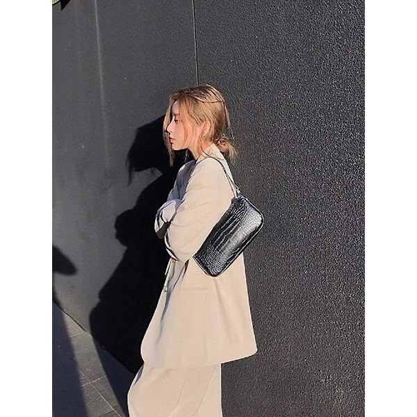 Retro Classic Clutch Skulder Tote Håndtaske med lynlåslukning til kvinder