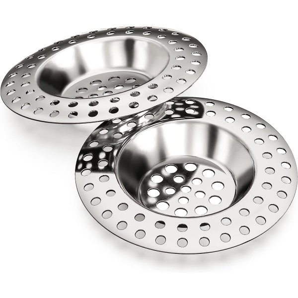 Sats sil, sil för diskho, sil i metall, sil i rostfritt stål, sil för avlopp, sil för hår (2-pack)