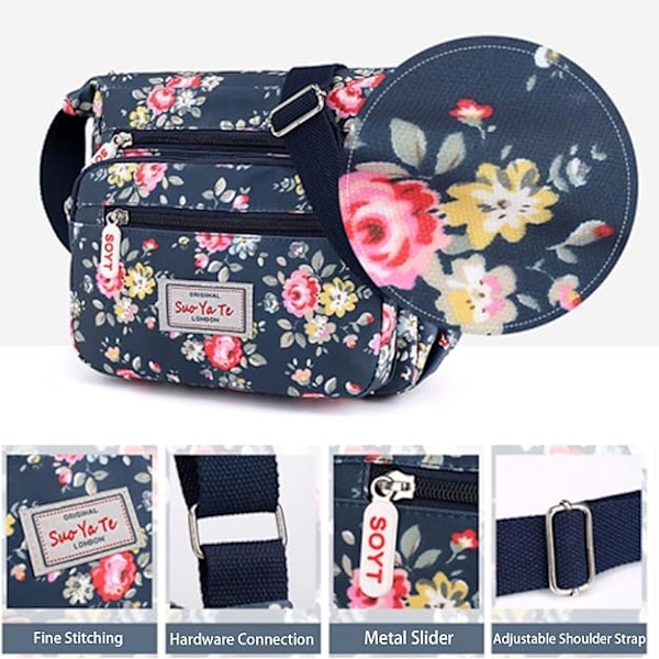Dam Multi-Pocket Casual Crossbody Handväskor Vattentäta Axelväskor i Nylon