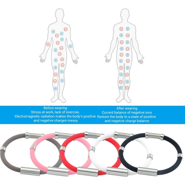 Antistatiskt armband,Body Anion silikonarmband Eliminera kroppen statiska handledsremmar för kvinnor män, 20CM