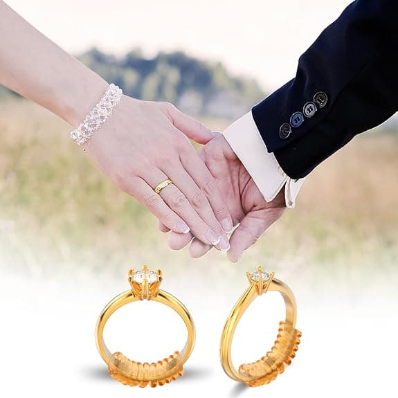 Sæt med 12 ringstørrelsesjusterere til løse ringe, usynlig ringstørrelsesjusterer, ringstørrelsesjusterer til kvinder, juster ringstørrelse, (guld)