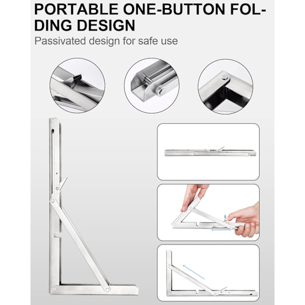 Folding Bracket 350mm, 2stk Rustfritt Stål Folding Console Bracket, Folding Rack Bracket Belastning, Heavy Duty Retractable Folding