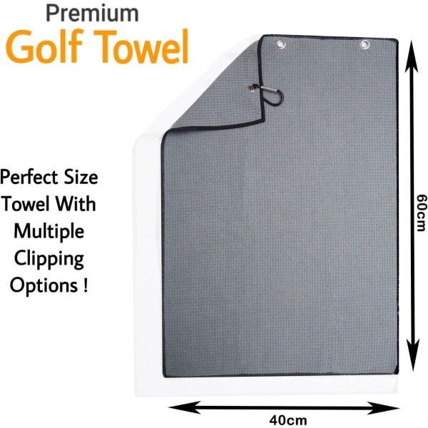 3-pack golfväska för män Tri-fold golfhanddukar - 16 x 24 tum golfhanddukar - maskintvättbar, snabbtorkande och superabsorberande grå golfhanddukar, grå