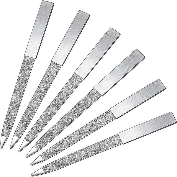 6 stk. Diamant Neglefil Rustfrit Stål Dobbeltsidet Neglefil Metalfil Buffer