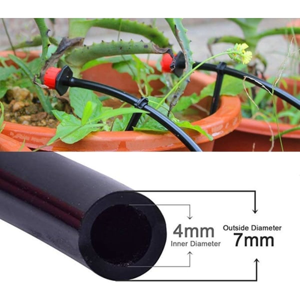 Självbevattnade vattenrör 4mm/7mm mikroslangbevattningssystem för blommor, växter, bonsai, trädgård och uteplats, 20m