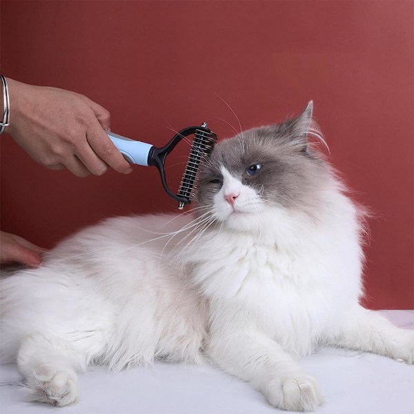 Pet Safe Dematting Comb, 2-in-1 Dual Head Pet Dog Cat Quick Dematting Tool, Multi-Purpose Ergonomic