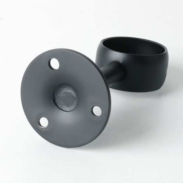 Gardinstangbrakett Garderobestangbrakett med skruer Takbrakett, Matt svart rustfritt stål, Diameter 32 mm, 2 stk