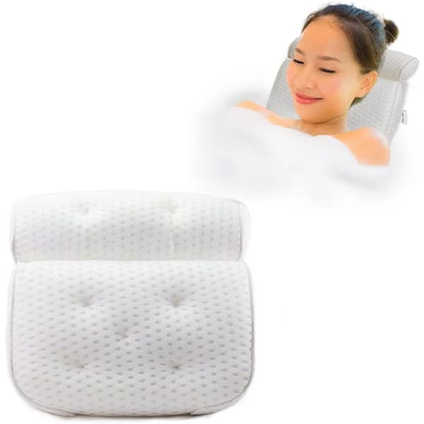 Badkudde - Extra bekväm vadderad 4D badkarskudde - Badkuddar för badkar, jacuzzi, bubbelbadkudde för ryggen