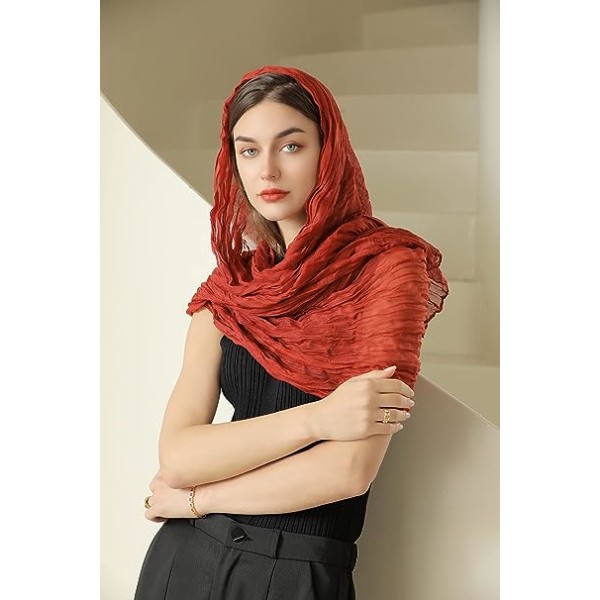 Bomullslinne Solid Sjal Wrap Shawl för Kvinnor Herrar (180cmx90cm) Super Stor Storlek - För Alla Säsonger - Perfekt Julklapp