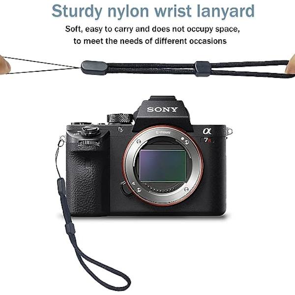 5PCS handledslå, handledssnöre, justerbara nylonhandledsremmar för mobiltelefon, kamera, GoPro (svart)