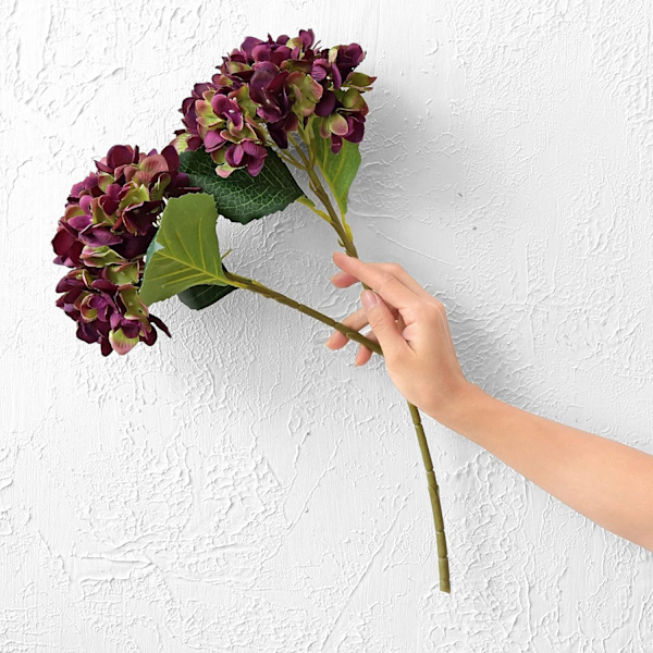5 st konstgjorda sidenhortensior, blomsterarrangemang dekoration 47 cm Date red