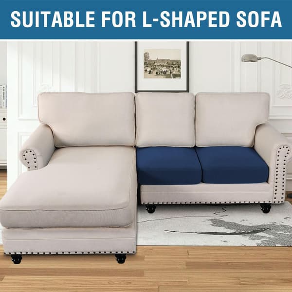 Strekkbart sofaputetrekk Sofapute Møbelbeskytter Sofatrekk med elastisk bunn Små ruter (2 deler, marineblå) 1 Seater*2 Navy