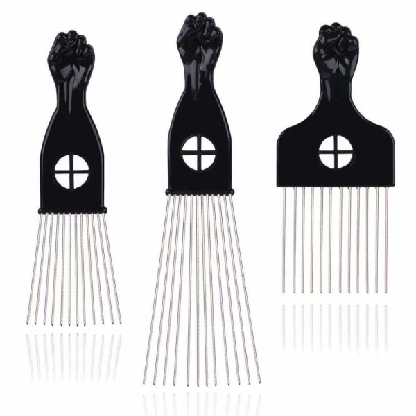 3 hårklämmor, metallklämmor för afrohår, afrohårborste, näve för hår, hårstylingborste