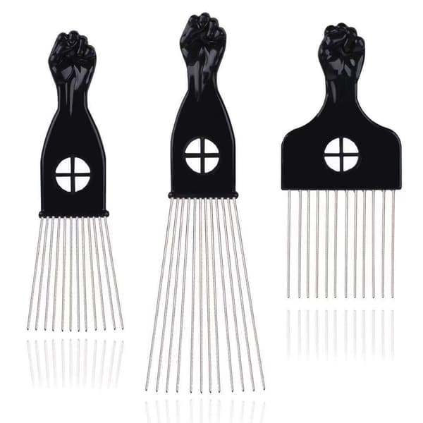 3 hårklemmer, metalklemmer til afrohår, afrohårbørste, knytnæve til hår, hårstylingbørste