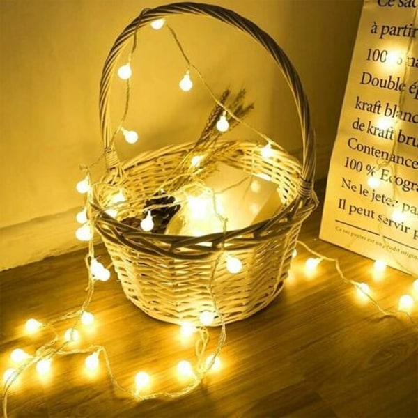 40 Balls Waterproof IP65,Battery Operated Indoor and Outdoor Decorative Lights,Home,Festival,Warm White