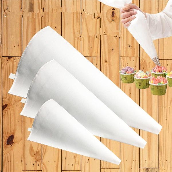 3 størrelser genanvendelige stof frosting sprøjteposer kage dekoration poser spray poser