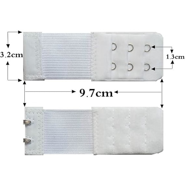Pakke med 3 BH-stroppforlengere Elastiske forlengersett 2 kroker (Hvit) Style 1