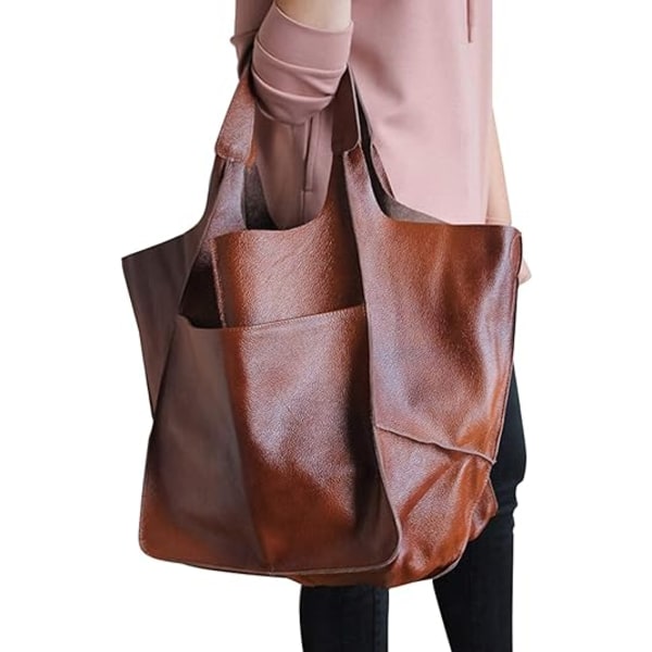 Stor handväska i PU-läder för kvinnor, axelväska, mjuk crossbody-väska, present till flickor och kvinnor