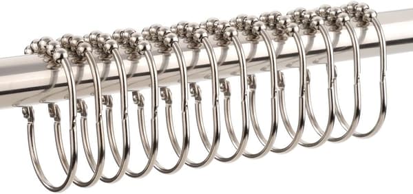 12 st Duschdraperihakar, Metallbreda Duschdraperihakar för Badrumsduschstång Polished Nickel