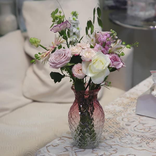 Glasmidja Blomvas - Modern Stil, Gallerdesign, Klar Rosa Pink