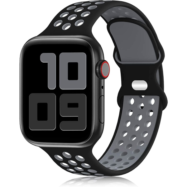 Sportrem kompatibel med Apple Watch76543SE silikonarmband, andningsbar och mjuk sportersättningsrem i silikon/