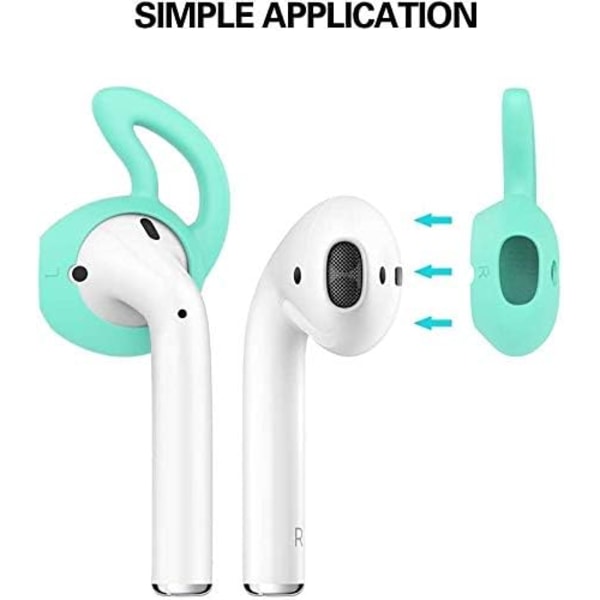 5 paria silikonisia korvakärkiä, jotka sopivat AirPods 1:een ja 2:een, silikoniset pehmeät ja liukumattomat urheilukorvanapit, tippumattomat korvalenkkigeelikuulokkeet (mintunvihreä)