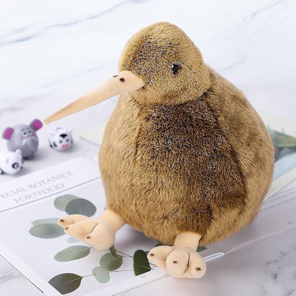 Kiwi Bird plysjleke, utstoppet dyr plysj Kiwi dukke, myk og fluffy som ekte fugleklemmeleke - Gave til alle aldre og anledninger