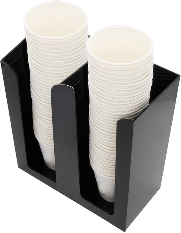 Dispenser for engangsbeger i papir, akrylkopp og lokkholder