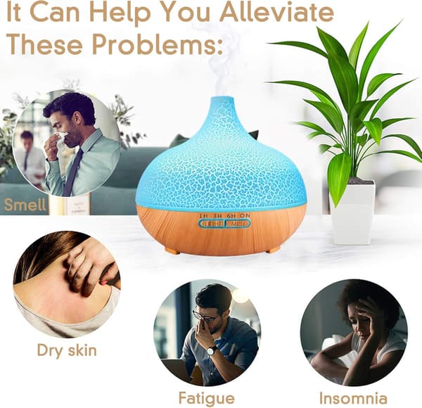 Eterisk oljediffuser, 550 ml Ultralyd Luftfukter Elektrisk Aromaterapi Diffuser med Fjernkontroll, 7 Farger