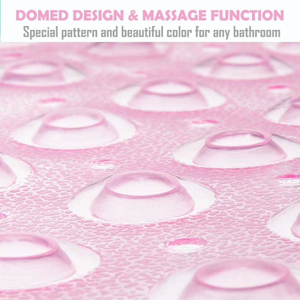 Badekarmatte 30% Ekstra Lang Dusjmatte Sklisikker Anti-Skli Badematte med 200 Sugkopper, 16 x 40 tommer Transparent Pink 16 x 40 in