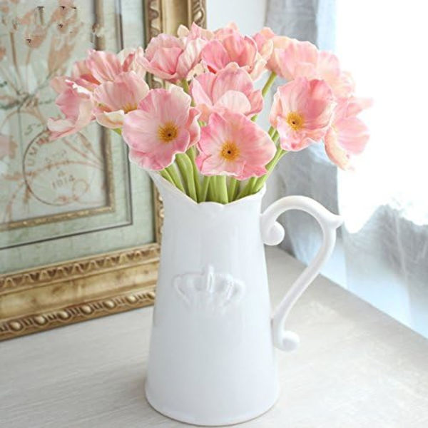10 stk kunstige valmueblomster Kunstige blomster til bryllup Høytids brudebukett Hjemmefestdekor (rosa)