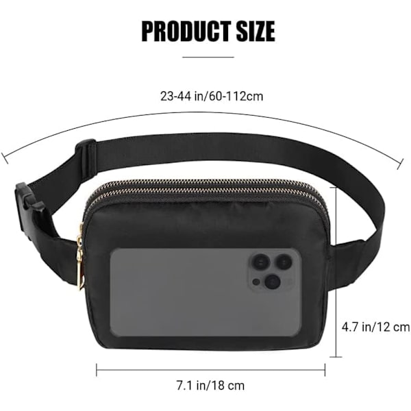 Bumbag naisille, vyölaukut naisille, Bum Bag Fanny Pack naisille, musta muotivyötärölaukku patikointiin, juoksuun, ostoksiin, festivaaleille, kävelyyn, matkustamiseen