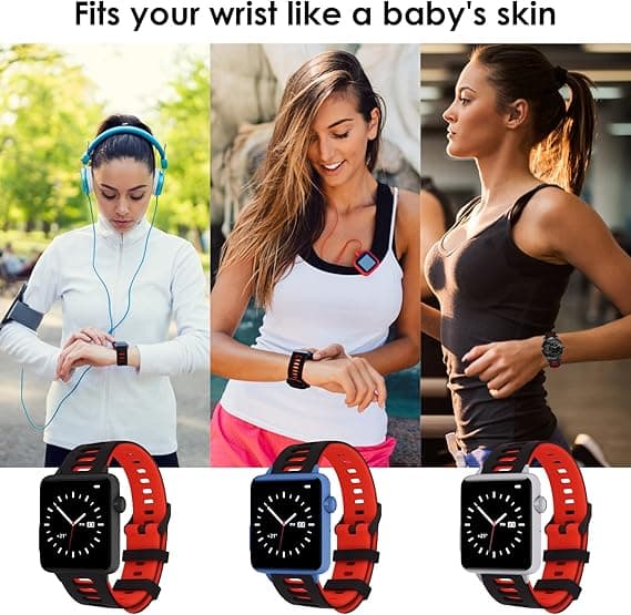 Silikone Gummirem til Ure, Quick Release Sport Rem til Ure, Universal Smart Watchrem med Sort Rustfrit Stål Spænde black red