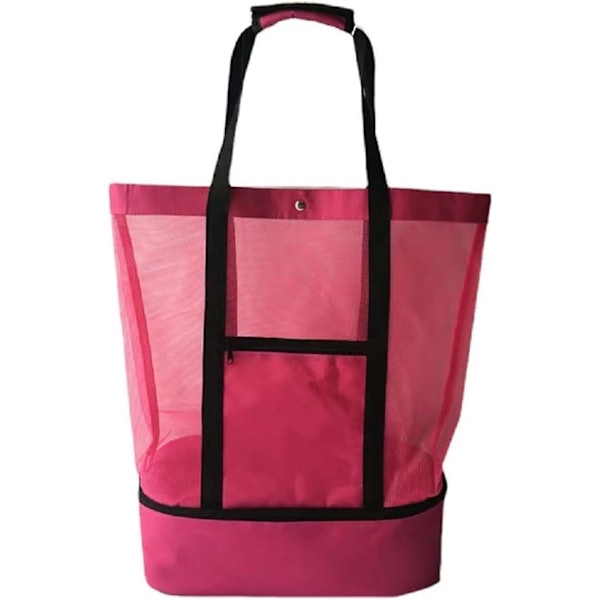 Opbevaringspose Picnic Strandtaske, Dobbelt Mesh Strand Picnic Taske Ispose Isoleringstaske