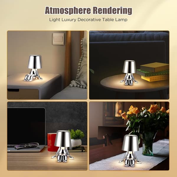 Berøringsstyrt nattbordslampe, Liten Gullmann LED-lampe, USB-lading, Dimbar