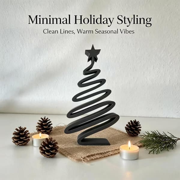 Minimalistisk 3D-spiral julgransdekoration, liten bordsdekoration (vit) White