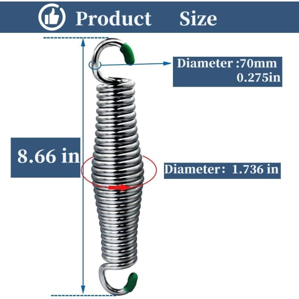 2 stk. Premium veranda gynge fjærer, - 1250 pund kapasitet rustbestandig, Heavy-Duty Chrome hengekøye fjær
