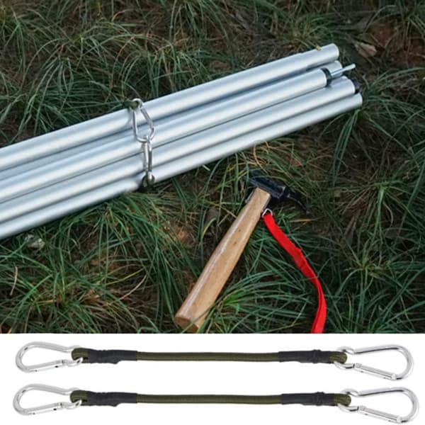 2-pack kraftiga 30 cm minispännare med karbinhake för camping, bagage, resor