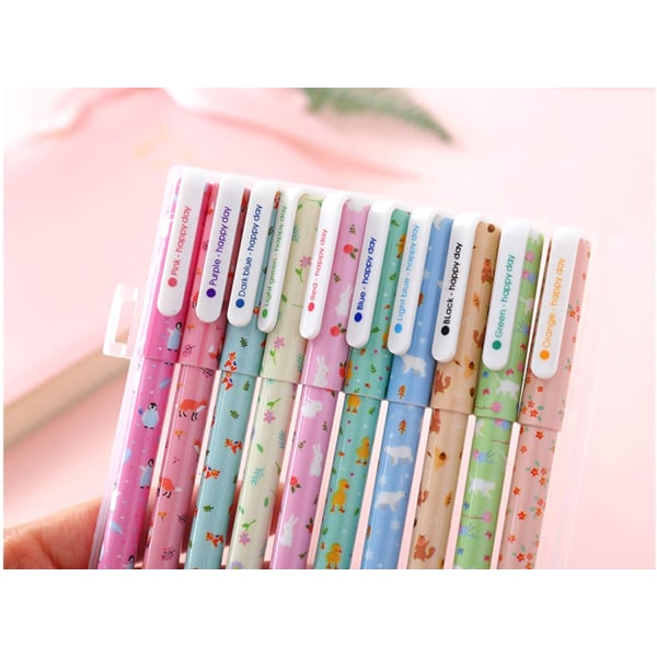 10 kpl söpöjä värikyniä naisille Toshine värikkäät geelivärikynät moniväriset kynät Bullet Journal -kirjoittamiseen Roller Ball -kynät ohuet kynät F Multicolored