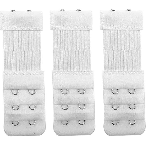 Paket med 3 BH-bandförlängare Elastiska Förlängningsset 2 Krokar (Vit) Style 1