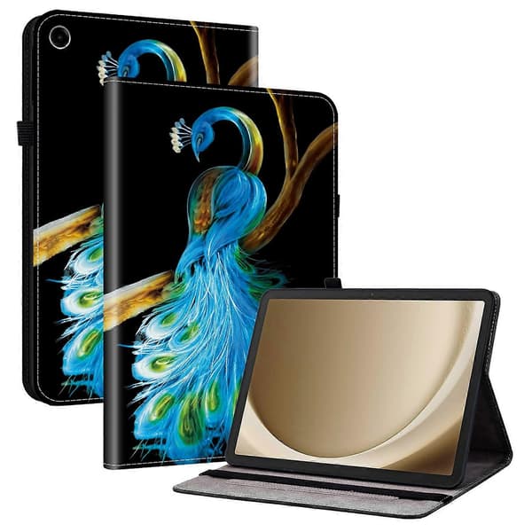 Läderfodral för Samsung Galaxy Tab A9+ med mönstertryck, ställ och kortfack