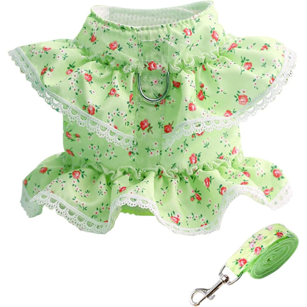 Hundklänning Väst Väst, Vår Sommar Husdjur Blomdräkt Kläder, Söt Valp Hängsel Koppel Kostym, Valp Spets Prinsessa Kostym för Utomhuspromenader